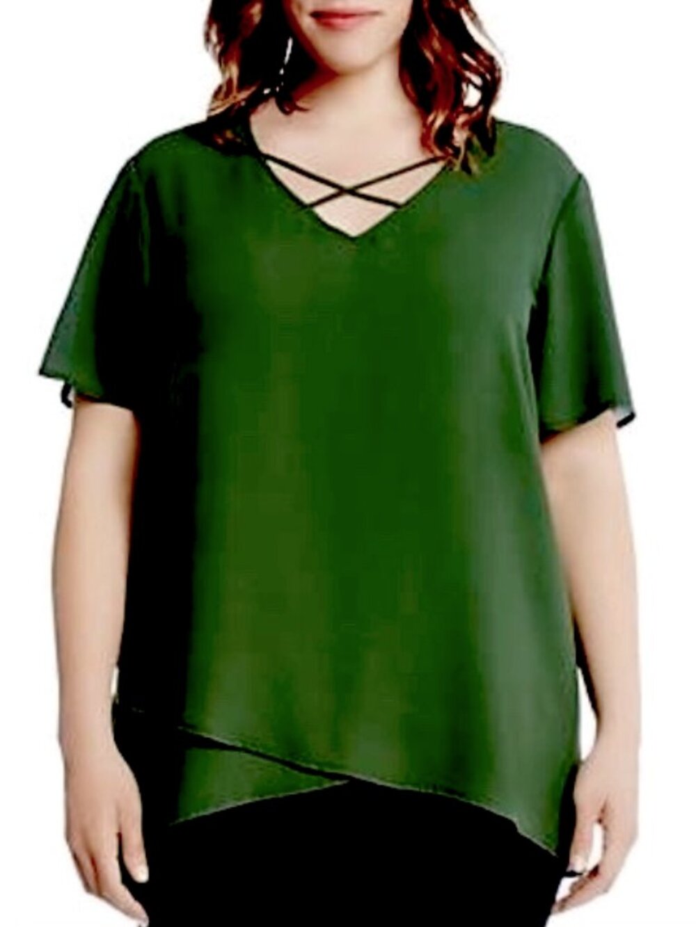 Karen Kane Criss Cross Top Green Size 1X